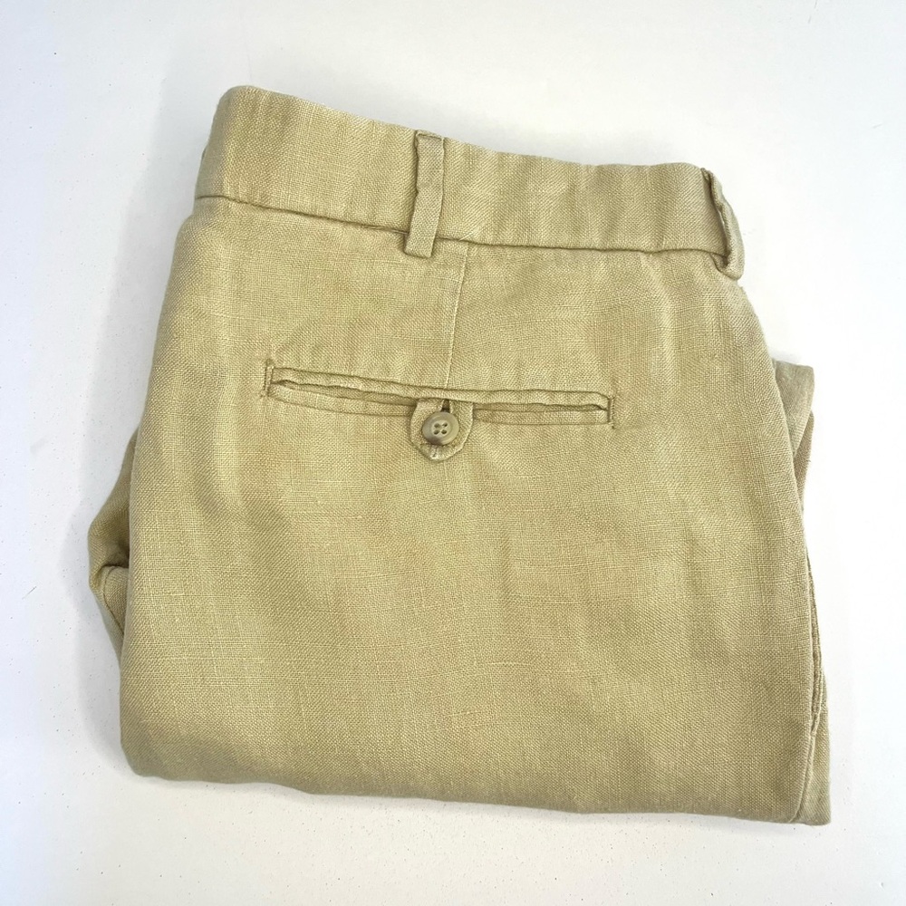 Vintage Polo Ralph Lauren 100% Linen Pants Size 36x25 Pleated Lightweight Beige